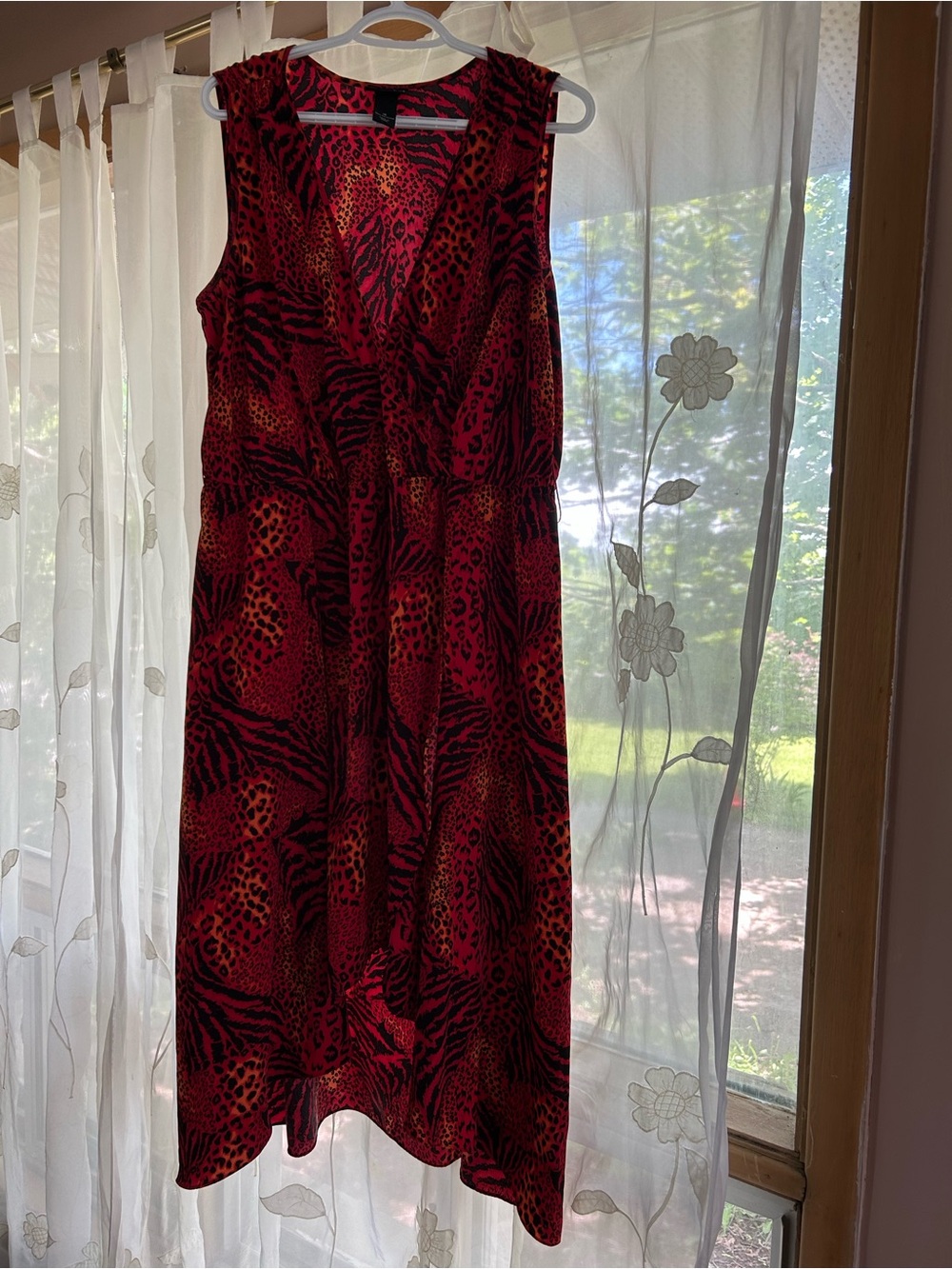 Women’s Dress - Lane Bryant Red and Black Animal-Print - Size 16